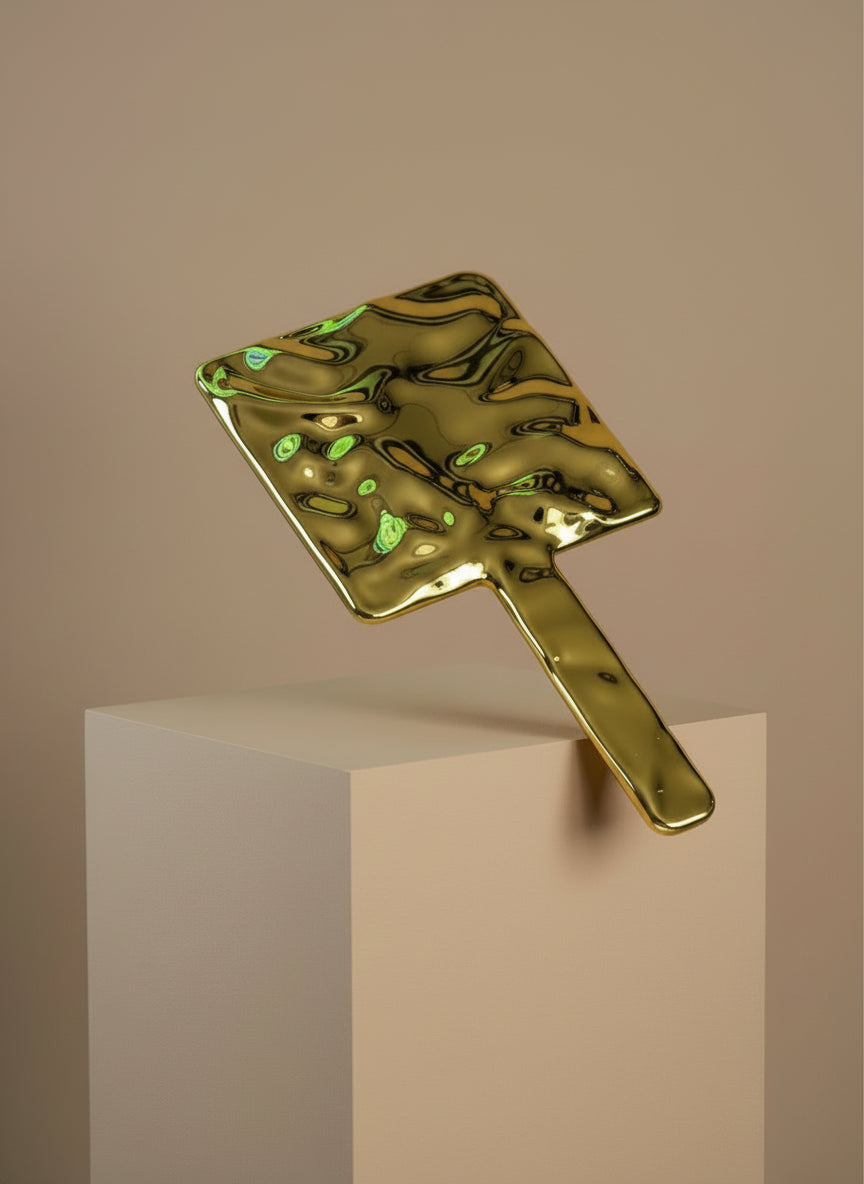 Gold handheld mirror